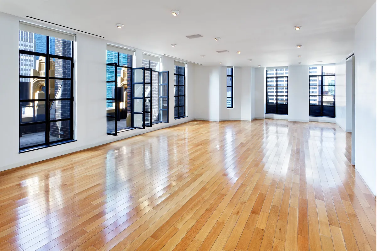 Terrace Loft event space with tall windows and hardwood floors
