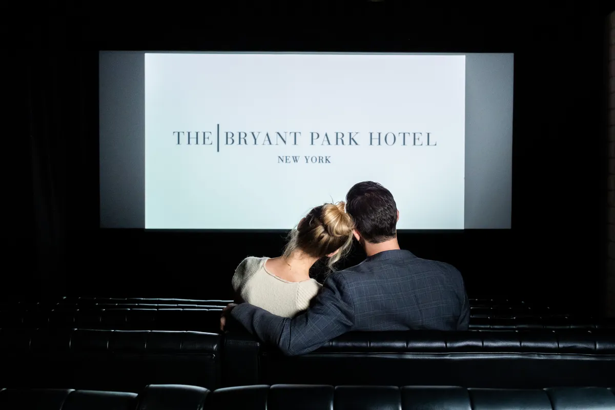 Screening Room with guests watching a film